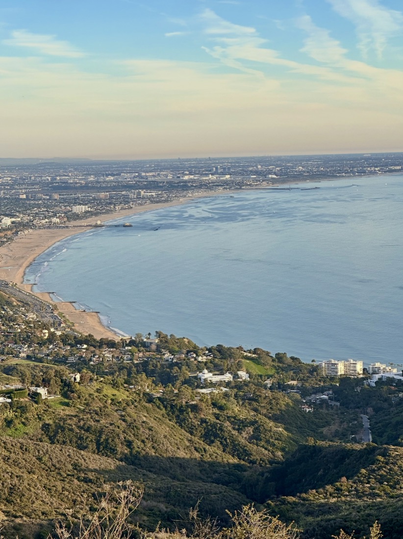 Santa Monica bay and the coastline seen from a ridge