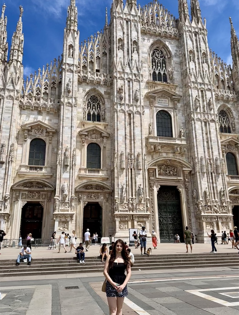 Standing in front of the Duomo in Milan