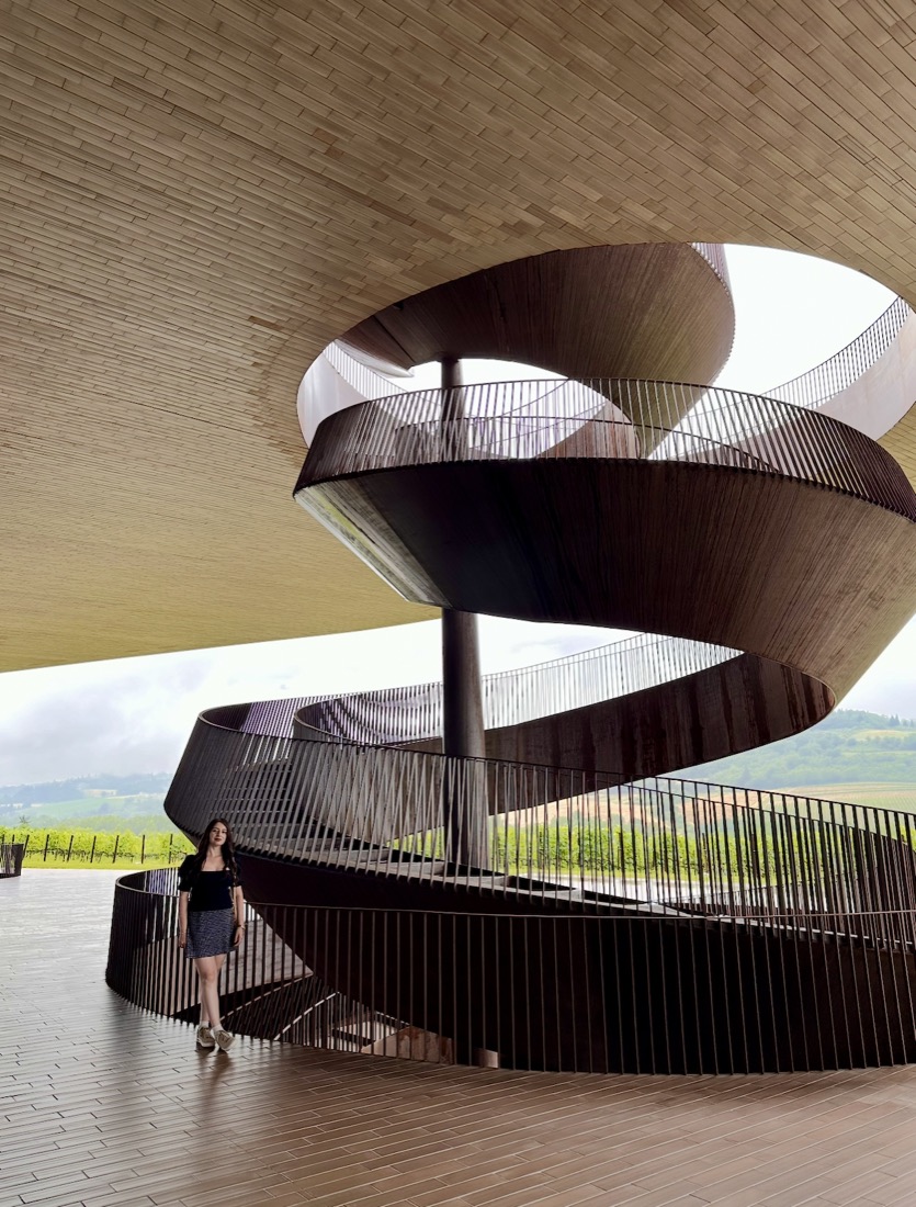 A spiral staircase at a winery in Tuscany